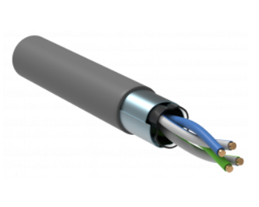 ITK Кабель связи витая пара F/UTP, кат.5E 2х2х24AWG solid, LSZH, 500м, серый