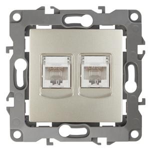 ЭРА  Эра12  Шампань  Розетка информационная 2-местная 2XRJ45,  12-3108-04