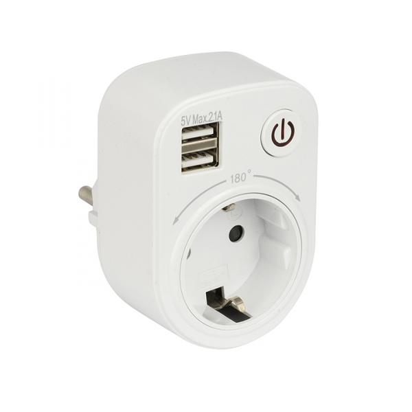 EKF PROxima Блок розеточный (розетка 2P+E 16А, 2 USB разъема 5V 2,1A) SB-01