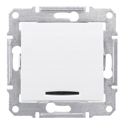 Schneider Electric Sedna  Белый Выключатель механизм 1-клавишный с красным индикатором  10А IP20 скрытая установка SDN0400321
