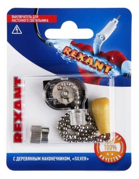 REXANT Выключатель для настенного светильника c деревянным наконечником Silver 06-0244-A 06-0244-A