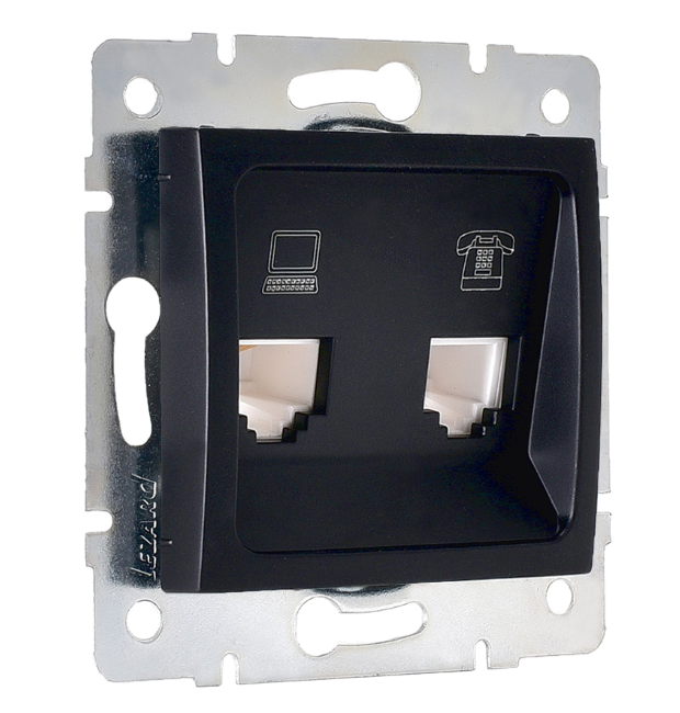 Lezard  KARINA  Чёрный Бархат  Розетка компьютерная+телефонная 707-4288-143