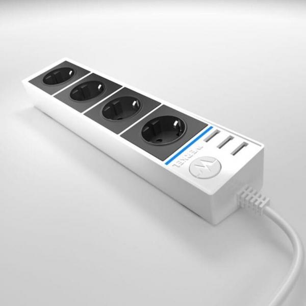 Werkel WL20-04-03 / Розеточный блок 4-х местный + 3 USB белый/черный a041432