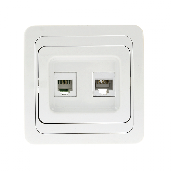 "Лондон" Розетка RJ-45+Phone белая EKF