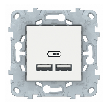 Schneider Electric Unica NEW  Белый Розетка USB, 2-местная 5 В / 2100 мА, NU541818