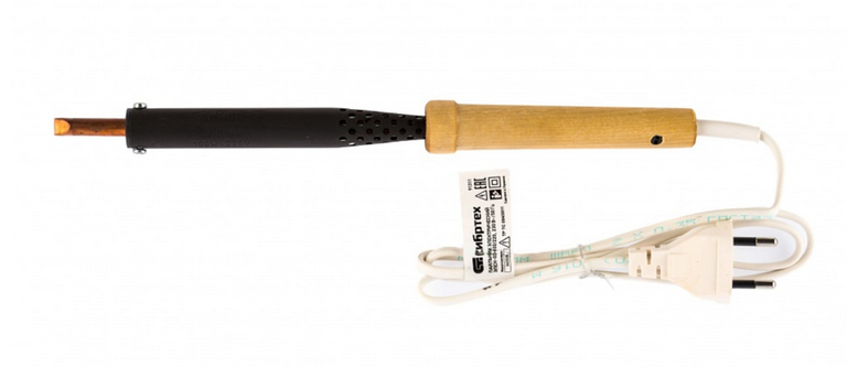 Паяльник электрический ЭПСН-03-100/220, деревянная ручка, Россия // Сибртех