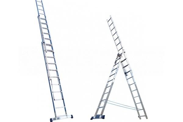 Лестница Алюмет 5309 3-секционная, 9 ступеней, 252/419/588 алюминиевая