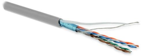 Hyperline FUTP4-C5E-P26-IN-LSZH-GY-100 (100 м) Кабель витая пара, экранированная F/UTP, категория 5e, 4 пары (26 AWG), многожильный (patch), экран - фольга, LSZH, нг(С)-HF, –20°C – +75°C, серый
