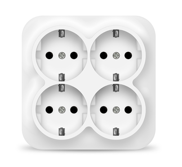 UNIVersal  IONICH  Белый  Розетка 4-местная с заземляющими контактами квадрат открытая установка 1449