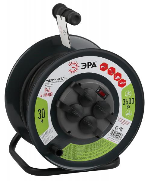 Удлинитель силовой ЭРА RMx-4es-3x1.5-30m-IP44(KG) на м. катушке c/з 4 гн 30м КГ 3х1.5