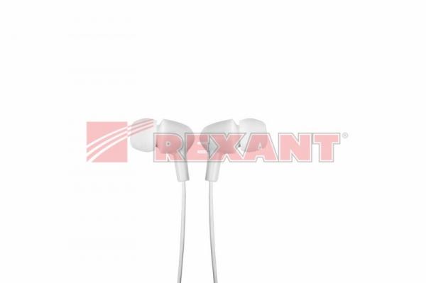 Наушники пластмассовые H-205 с микрофоном белые REXANT 18-2011-1