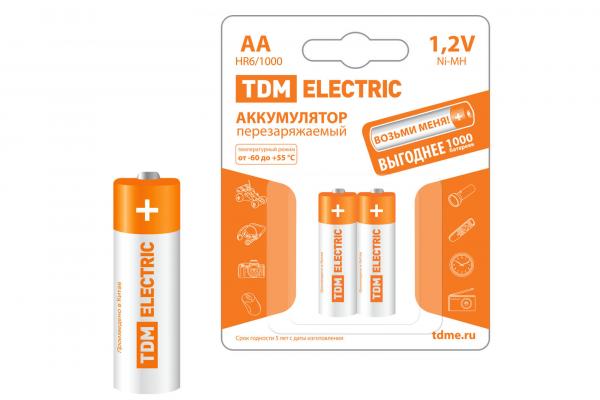 Аккумулятор TDM R6/AA-1000 mAh Ni-MH BP-2 (кратно 2)
