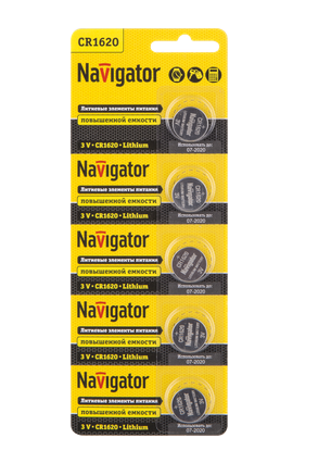 Элемент питания Navigator  NBT-CR1620-BP5 94 780 (кратно 5)