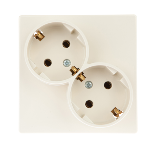 SIMON  S24  Слоновая Кость  Розетка 2х2К+З Schuko без шторок 2450459-031