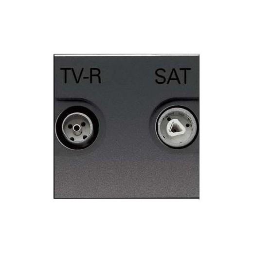 ABB  Zenit  Антрацит Розетка TV-R-SAT проходной с накладкой  /N2251.8 AN//2CLA225180N1801/