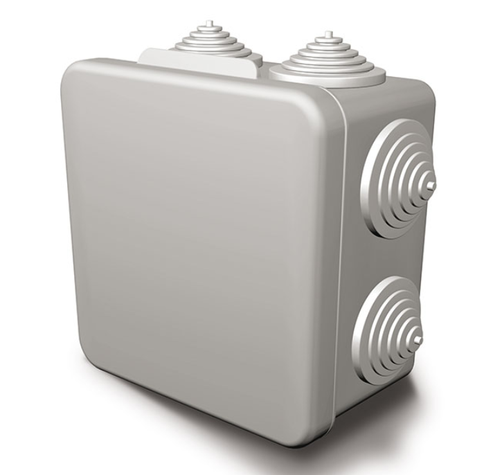 GUSI Коробка распред. 80х80х55 (7 муфт), IP54, открытая установка, серый