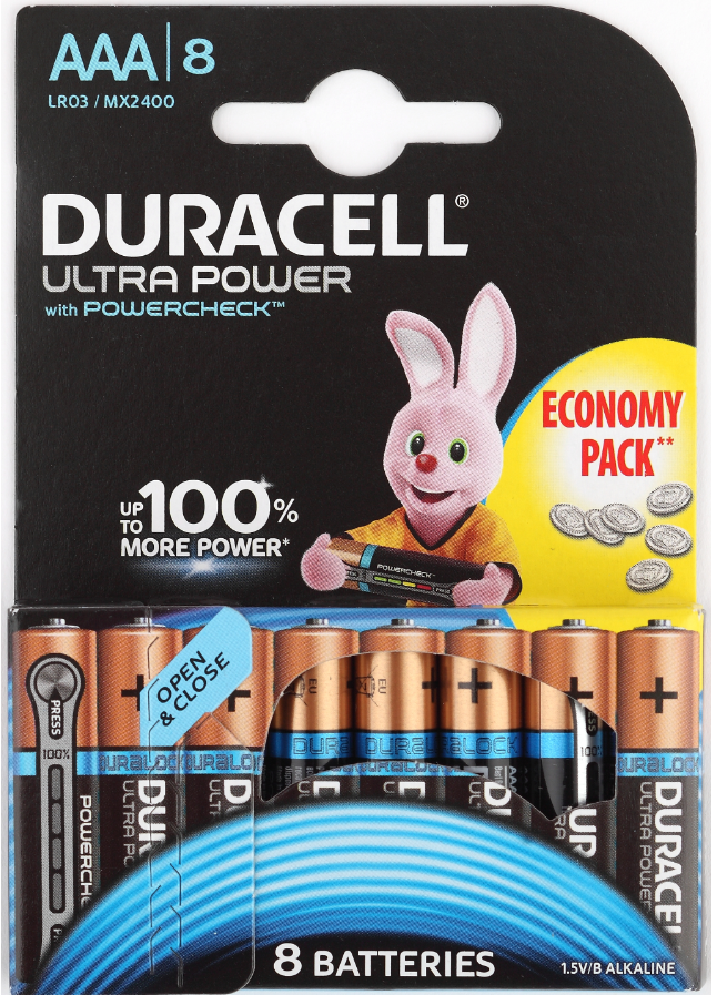 Элемент питания DURACELL MX2400/LR03 Ultra Power BP8 (кратно 8)