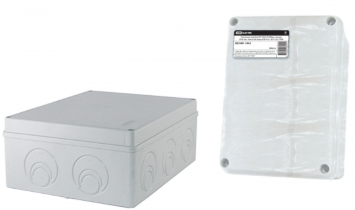Коробка расп. ОП 240х195х90мм, крышка, IP55, мон. плата, каб. ввод. d28-3 шт., d37-2 шт., TDM