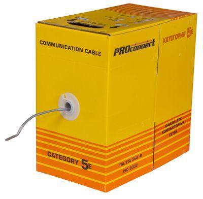 Кабель витая пара F/UTP 4х2х24AWG кат.5e solid CCA PVC сер. 305м (м) PROCONNECT 01-0142-3