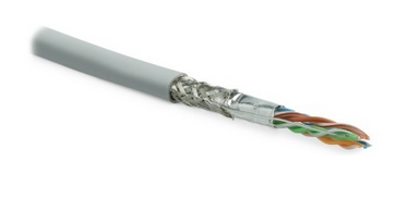 Hyperline SFUTP4-C5E-S24-IN-LSZH-GY-305 (305 м) Кабель витая пара SF/UTP, категория 5e, 4 пары (24 AWG), одножильный (solid), экран - фольга + медная оплетка, LSZH, –20°C – +75°C, серый - гарантия:15 лет компонентная, 25 лет системная