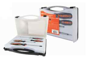 Набор отверток 4 шт.: SL:3x75, 5х100, PH:1х75, 2х100 (пласт. чемодан), CR-V "Алмаз" TDM