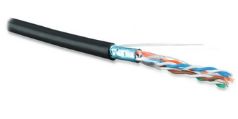 Hyperline FUTP4-C5E-S24-OUT-LSZH-BK-500 (500 м) Кабель витая пара F/UTP, категория 5e, 4 пары(24 AWG), одножильн.(solid), экран-фольга, внешний, LSZH нг(С)-HF, -40°C-+75°С, черный-гарантия: 15 лет компонентная