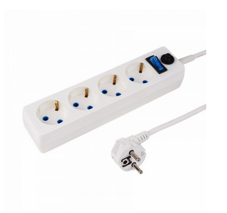 Сетевой фильтр  4гнезда  5м. 3х0,75м.м², с заземляющими контактами  + авто выкл STANDART белый  PROCONNECT 11-9528