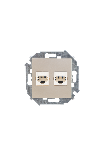 Simon  S15  Шампань  Розетка телефонная 2-местная RJ11 винтовой зажим 1591589-034