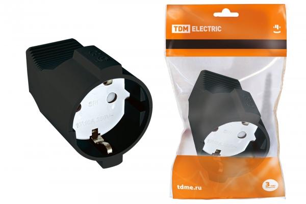 TDM Розетка кабельная 2П+3 16А 250B Черный SQ1806-0032