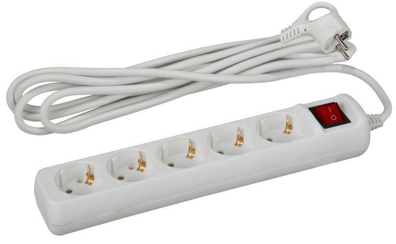 Удлинитель 5х3м с заземл. 10А IP20 ПВС 3х0.75 с выкл. Эра Б0035757