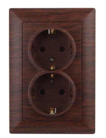 ЭРА Intro Solo  Венге  Розетка 2X2P+E Schuko, 16А-250В, скрытая установка  4-205-10