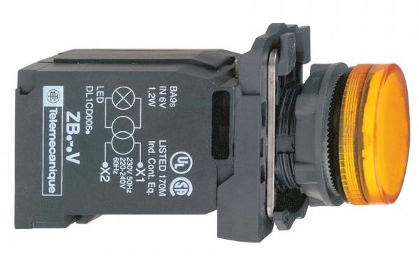 XB5AV45 СИГН. ЛАМПА 22ММ 230В ЖЕЛТАЯ XB5AV45