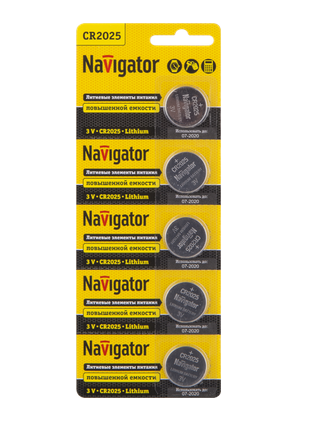 Элемент питания Navigator NBT-CR2025-BP5 94 764 (кратно 5)