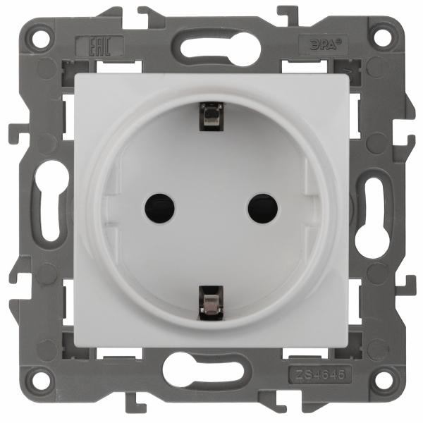 ЭРА  Elegance  Белый  Розетка 2P+E Schuko со шторками 16A-250В, IP20 14-2102-01