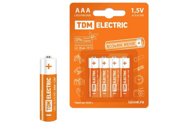 Элемент питания TDM LR03 AAA Alkaline 1,5V BP-4 (кратно 4)
