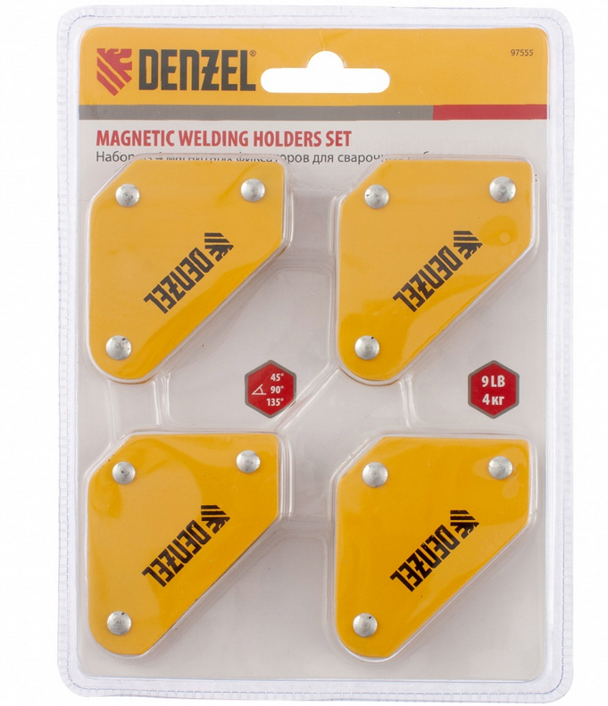 Набор из 4  магнитных фиксаторов для сварочных работ// Denzel