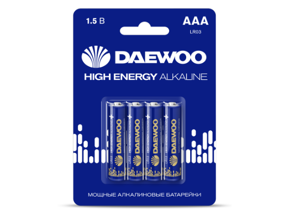 Элемент питания Daewoo LR03 HIGH ENERGY Alkaline 2021 BL-4 (кратно 4)