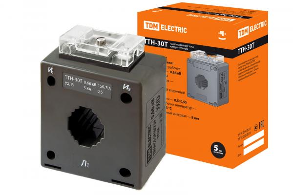 Трансформатор тока  TDM  ТТН-30Т 150/5  5ВА  класс точности 0,5 16лет