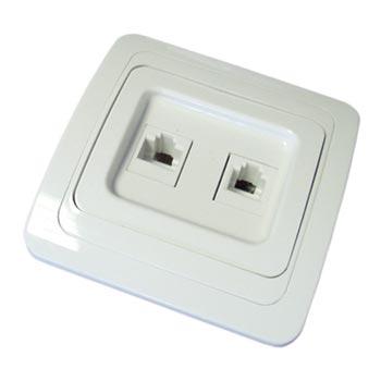 UNIVersal  Валери  Белый Розетка телефонная + компьютерная RJ45,RJ12 1A СП В0135