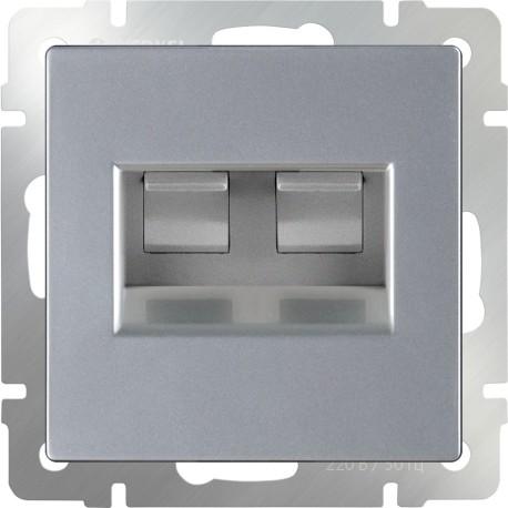 Werkel Серебряный Розетка Механизм 2-местная Ethernet RJ-45 WL06-RJ45+RJ45