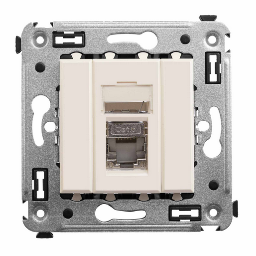 Компьютерная розетка RJ-45 в стену, кат.6 одинарная экранированная, "Avanti","Ванильная дымка"