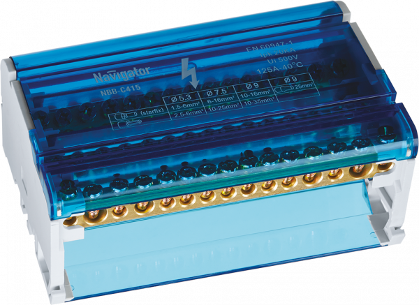 Шина нулевая в корпусе Navigator  NBB-C415 4*15, 15 отверстий 71 240