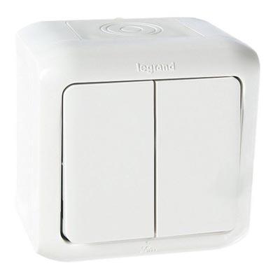 Legrand  Quteo  Белый Выключатель 2 клавишный открытая установка IP44 782302