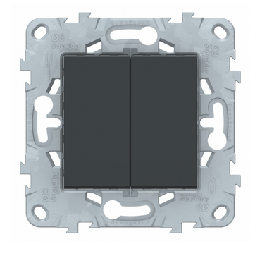 Schneider Electric Unica NEW Антрацит Выключатель 2-клавишный, схема 5, NU521154