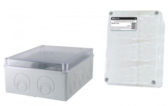 Коробка расп. ОП 240х195х90мм, прозрач. крышка, IP55, кабельные ввода d28-3 шт., d37-2 шт., TDM