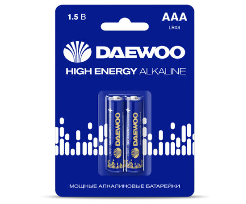Элемент питания Daewoo LR03 HIGH ENERGY Alkaline 2021 BL-2 (кратно 2)