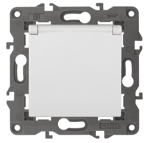ЭРА  Elegance  Белый  Розетка 2P+E Schuko со шторками с крышкой 16A-250В, IP20 14-2103-01