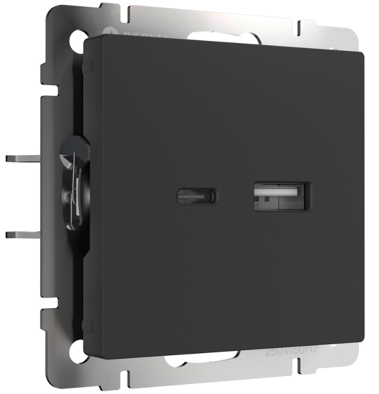 Werkel Черный Матовый Розетка Механизм USB тип A+С   W1171808/ a049280