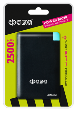 Внешний аккумулятор ФАZА PB-2500-bk черный