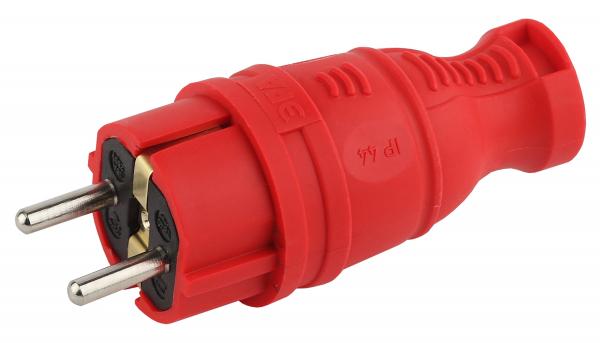 V8-RED-IP44 ЭРА Вилка каучуковая з/з прямая 16A IP44 красная
